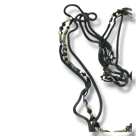 WHBM Multi-strand Snake Chain Crystal Bead Station Necklace 32"-44" - Picture 7 of 11